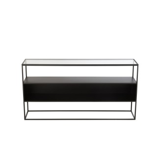 Console avec niche en metal noir et verre l140 luce