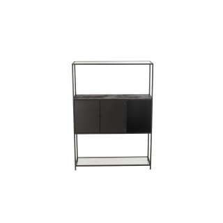 Bibliotheque en metal noir et verre 2 portes luce