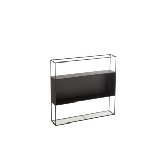 Étagère murale rectangulaire en métal noir et verre LUCE - HELLIN