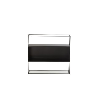 Étagère murale rectangulaire en metal noir et verre luce