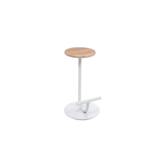 Tabouret design en chêne et metal blanc h65 marc