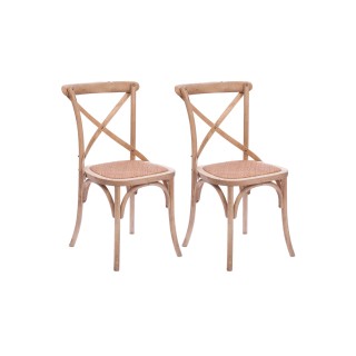Chaises bistrot en bois massif naturel lot de 2 estaminet