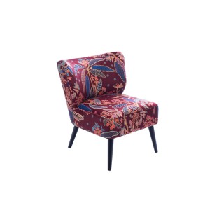 Fauteuil crapaud en velours prune a motifs violette
