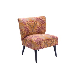 Fauteuil crapaud en tissu orange a motifs ranchi