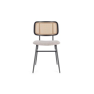 Chaises de salle à manger en cannage et tissu (lot de 2) GLORIA - HELLIN