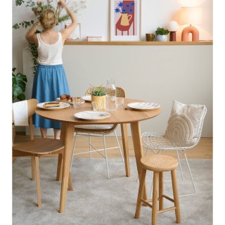 Table à manger ronde avec 4 chaises – Ensemble LETA bois | Hellin