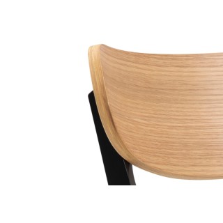 Table ronde en bois chêne/noir D105 + 4 chaises en bois chêne/noir LETA - HELLIN