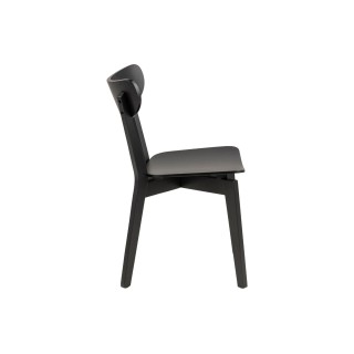 Table ronde en bois noir D105 + 4 chaises en bois noir LETA - HELLIN