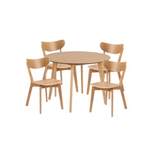 Table ronde en chêne 4 chaises chêne leta
