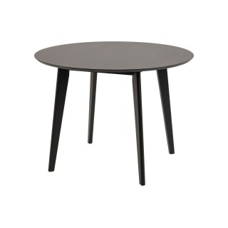 Table ronde en bois noir D105 + 4 chaises en bois noir LETA - HELLIN