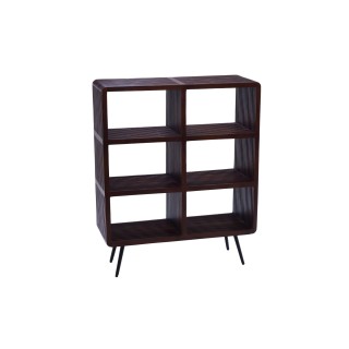 Bibliotheque 6 niches pieds metal en teck recycle milan