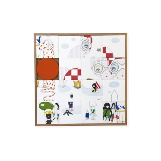 Tableau en bois taquin souvenirs d'enfance 63 x 63 PHOTO DE FAMILLE - HELLIN