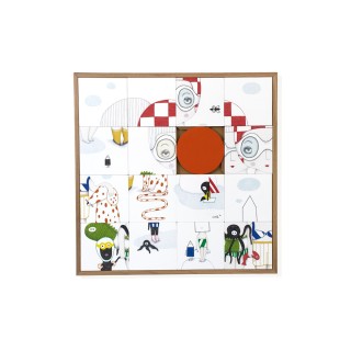 Tableau en bois taquin souvenirs d'enfance 63 x 63 PHOTO DE FAMILLE - HELLIN