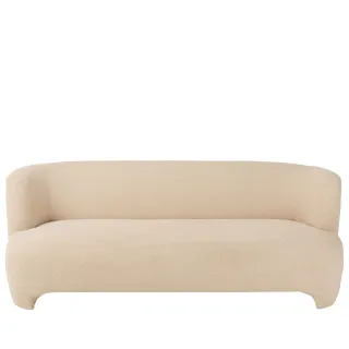 Canapé droit 2/3 personnes en tissu bouclette blanc cassé EDELWEISS - HELLIN