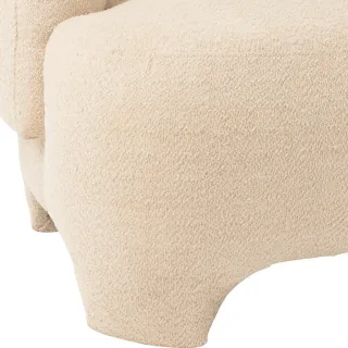 Canapé droit 2/3 personnes en tissu bouclette blanc cassé EDELWEISS - HELLIN
