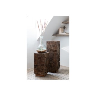 Sellette en bois foncé recyclé H60 ICA - HELLIN
