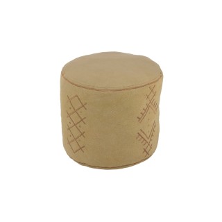Pouf rond aux motifs brodes en coton berbere