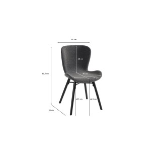 Chaises tissu bouclette gris anthracite et bois chêne (lot de 2) MATILDA - HELLIN