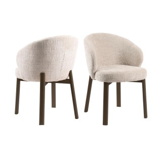 Chaises en tissu beige et pieds chêne fume lot de 2 yuna
