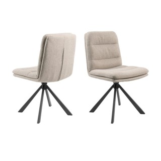 Chaises pivotantes en tissu beige et metal noir lot de 2 james