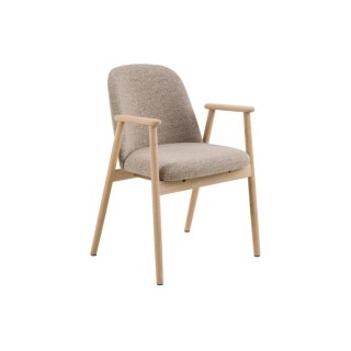 Chaises en chêne blanchi et tissu bouclette beige (lot de 2) LEA - HELLIN