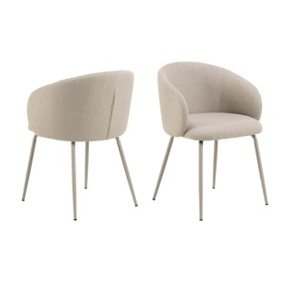 Chaises de salle a manger en tissu beige lot de 2 blair