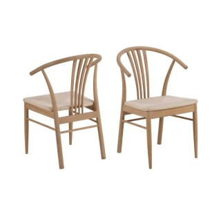 Chaises en chêne blanchi et assises tressees lot de 2 asta