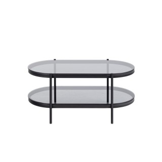 Table basse ovale en verre et metal noir benny