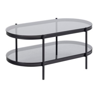 Table basse ovale en verre et métal noir BENNY - HELLIN