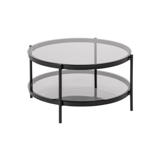 Table basse ronde en verre et metal noir benny