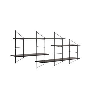 Étagère murale en metal et 4 tablettes en bois noir cendre vaik