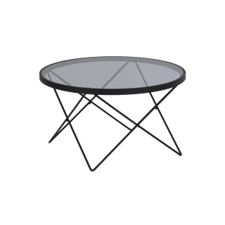 Table basse ronde en verre et metal noir d80 benny