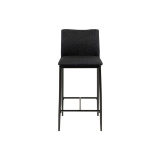 Tabourets de bar en métal et tissu gris (lot de 2) FAUST - HELLIN