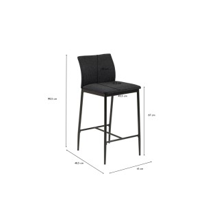 Tabourets de bar en métal et tissu gris (lot de 2) FAUST - HELLIN