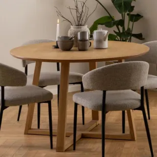 Table à manger ronde pieds croisés chêne naturel 4 places D120 MOLY - HELLIN
