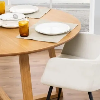 Table à manger ronde pieds croisés chêne naturel 4 places D120 MOLY - HELLIN