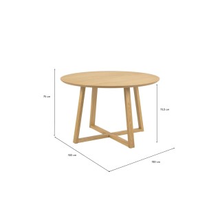 Table à manger ronde pieds croisés chêne naturel 4 places D120 MOLY - HELLIN