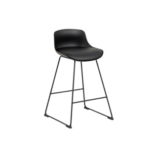 Tabourets de bar bas en métal et simili (lot de 2) LILIAN - HELLIN