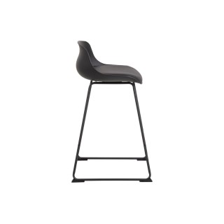 Tabourets de bar bas en métal et simili (lot de 2) LILIAN - HELLIN