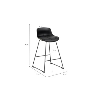 Tabourets de bar bas en métal et simili (lot de 2) LILIAN - HELLIN