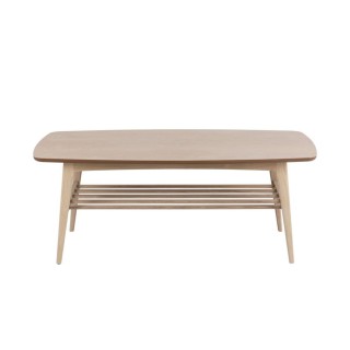 Table basse rectangulaire en chêne blanchi 1 tablette kirsten