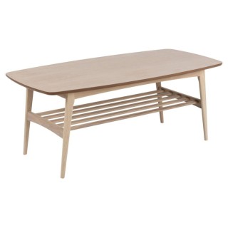 Table basse rectangulaire en chêne blanchi 1 tablette KIRSTEN - HELLIN