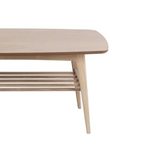 Table basse rectangulaire en chêne blanchi 1 tablette KIRSTEN - HELLIN