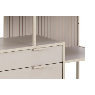 Bibliothèque basse scandinave 2 tiroirs et 3 étagères métal grège BARRY - HELLIN