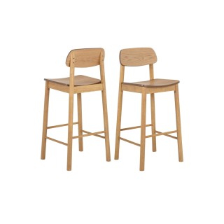 Tabourets de bar avec dossier en bois naturel lot de 2 izia