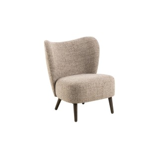 Fauteuil en tissu chine creme et pieds en bois eros