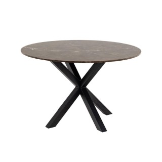 Table a manger ronde en marbre marron l120 6 personnes neiva