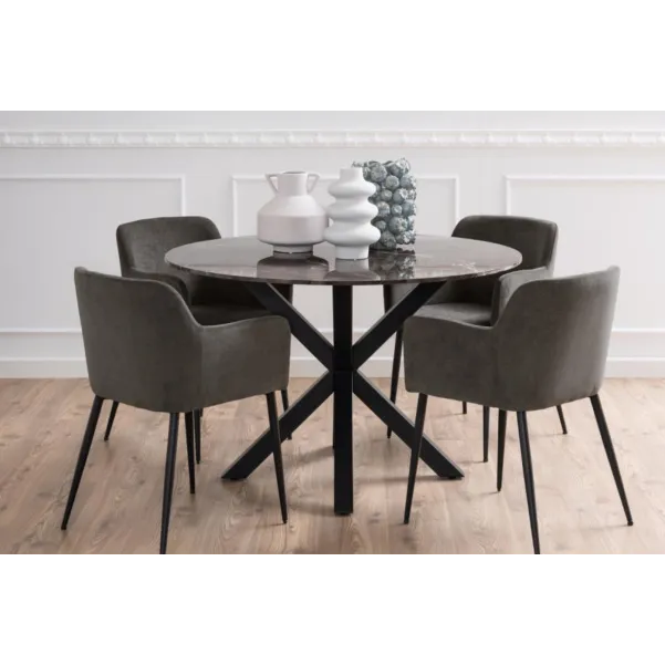 Table à manger ronde en marbre marron L120 6 personnes NEIVA - HELLIN