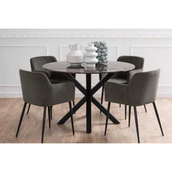 Table à manger ronde en marbre marron L120 6 personnes NEIVA - HELLIN