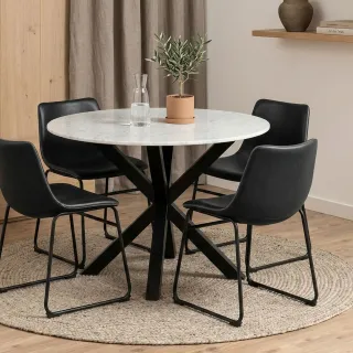 Table à manger ronde en marbre blanc L110 4 personnes NEIVA - HELLIN